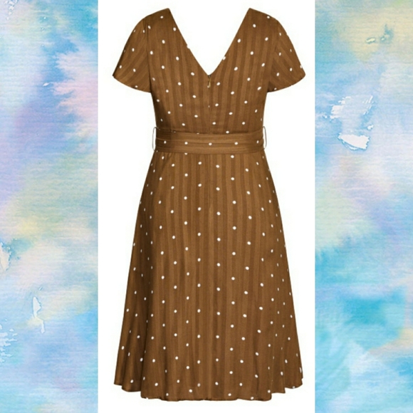 City Chic Sweet Doll Dress in Spice w/ White Dots - Picture 4 of 15
